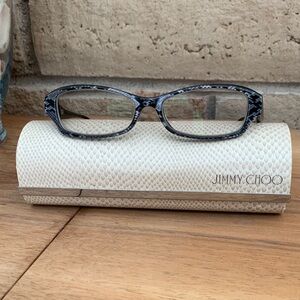 Jimmy Choo Black and Gray snake print prescription Glasses with Cream Case